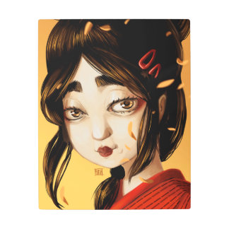 Impresión En Metal Colores otoñales del chica japonés