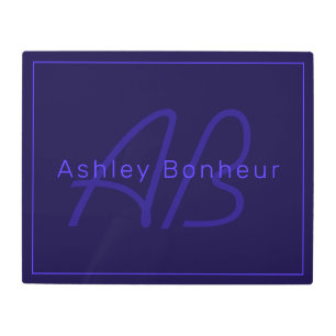 Impresión En Metal Colores púrpura modernos   Nombre de Guay y Monogr