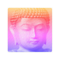 Colorida estatua de Buda Face formada por líneas