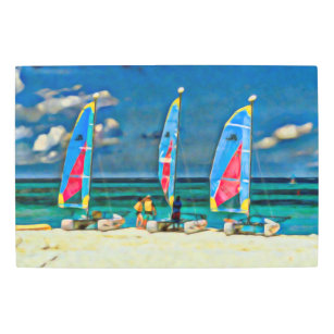 Impresión En Metal Coloridas Vacaciones de Playa Tropical en Barcos d