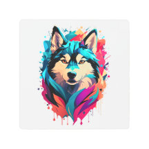 Colorido Husky Dog Head Vibrant Husky Lovers