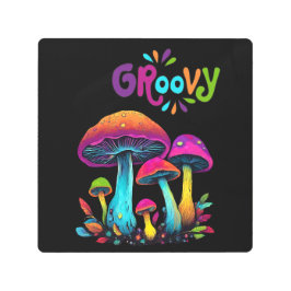 Impresión En Metal Coloridos champiñones Psicodélicos Groovy-