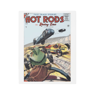 Impresión En Metal Cómic de Hot Rods & Carreras Cars, 1956