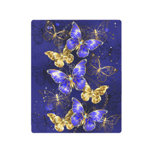 Impresión En Metal Composición con mariposas de zafiro