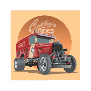 Impresión En Metal Concepto de auto de carrera retro personalizado