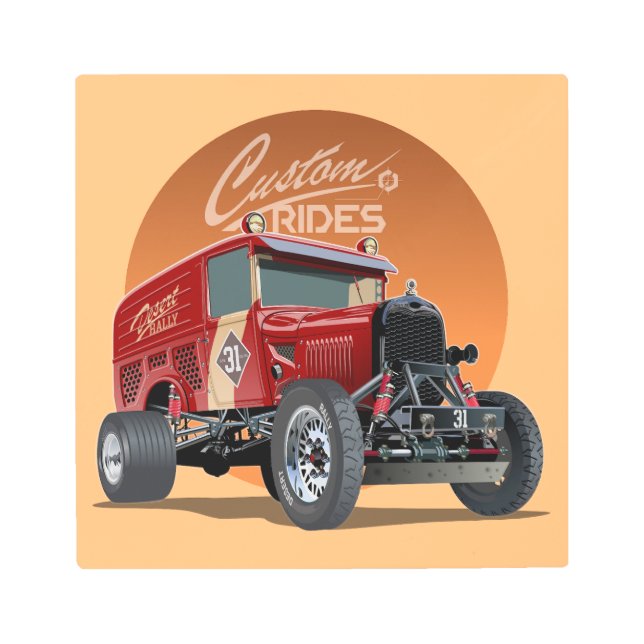 Impresión En Metal Concepto de auto de carrera retro personalizado (Anverso)