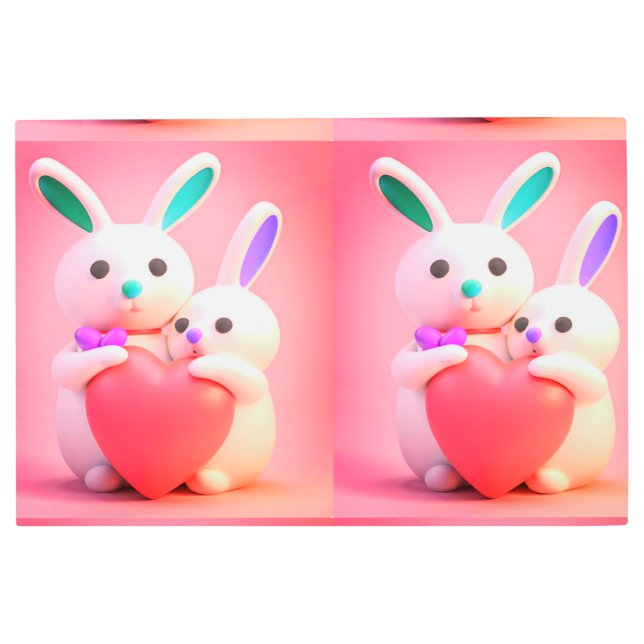 Impresión En Metal Conejito adorable con mamá sosteniendo imagen del  (Anverso)