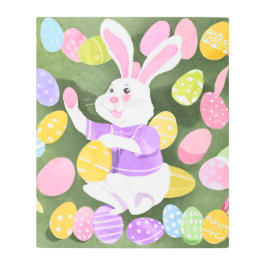 Impresión En Metal conejito con huevos de Pascua