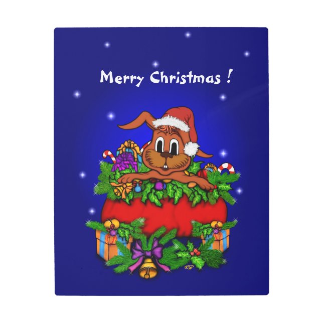 Impresión En Metal Conejo de navidades (Anverso)