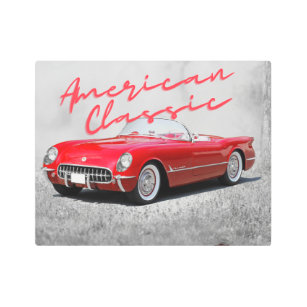 Impresión En Metal Convertible rojo vintage clásico americano
