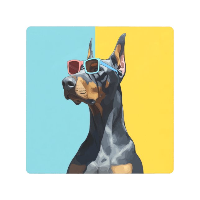 Impresión En Metal Cool Doberman with sunglasses (Anverso)
