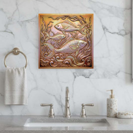 Impresión En Metal Copper Metallic Iridescent Fish D1223