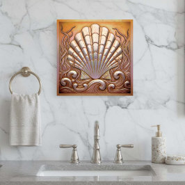 Impresión En Metal Copper Metallic Iridescent Scallop Shell D1223