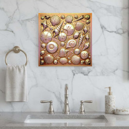 Impresión En Metal Copper Metallic Iridescent Seashells D1223