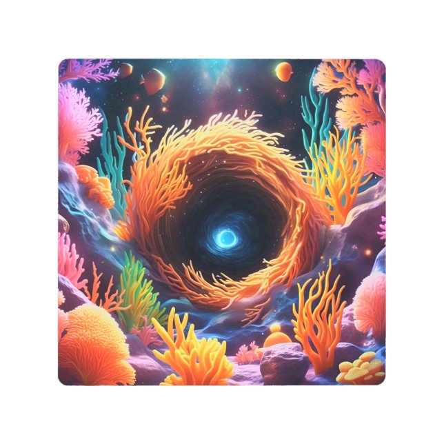 Impresión En Metal Coral subacuático Vortex (Anverso)