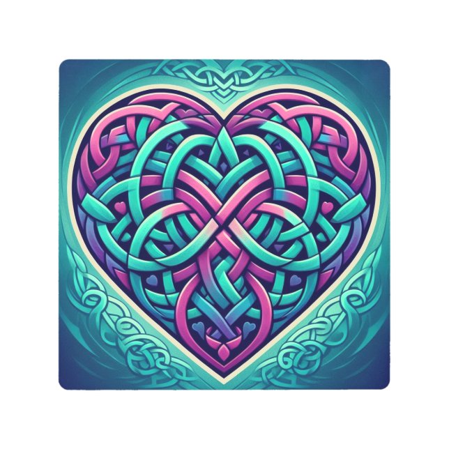 Impresión En Metal Corazón celta con Verde azulado (Anverso)