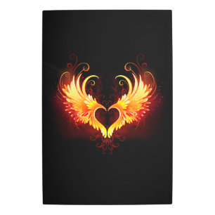 Impresión En Metal Corazón de Fuego Ángel con Alas