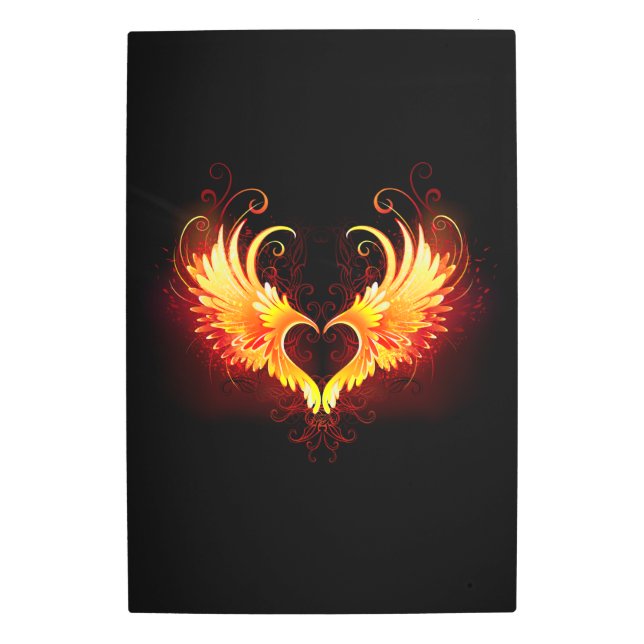 Impresión En Metal Corazón de Fuego Ángel con Alas (Anverso)