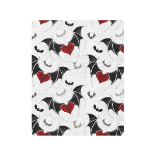 Impresión En Metal Corazón de Halloween con alas de murciélago negro