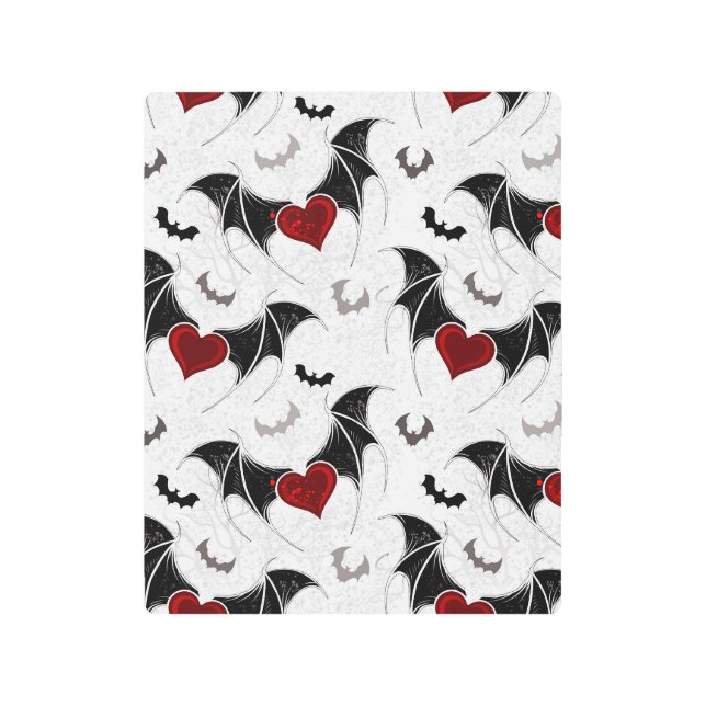 Impresión En Metal Corazón de Halloween con alas de murciélago negro (Anverso)