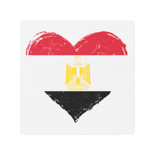 Impresión En Metal Corazón de la bandera de Egipto con problemas