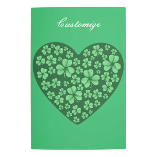 Impresión En Metal corazón verde de Shamrock St Patrick's Day