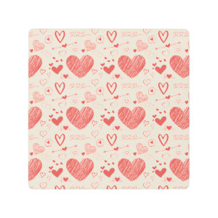 Impresión En Metal corazones rojos - fondo crema