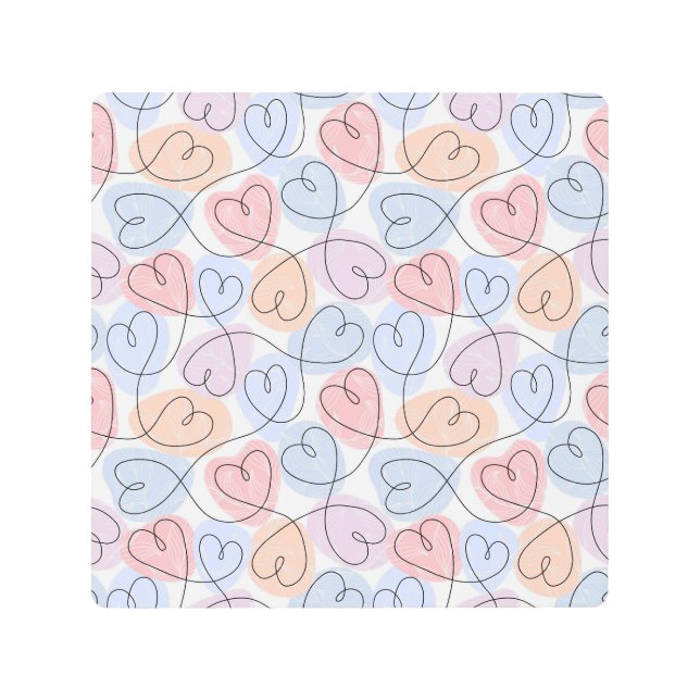 Impresión En Metal Corazones suaves: línea continua de San Valentín (Anverso)