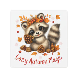Impresión En Metal Cosy Autumn Magic Racoon