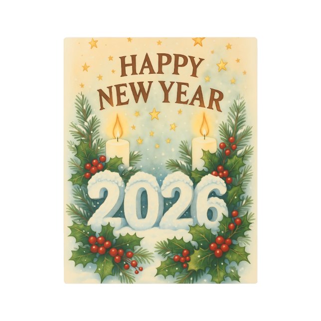 Impresión En Metal cozy happy new year 2026 metal print (Anverso)