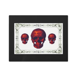 Impresión En Metal Cráneo rojo oscuro victoriano