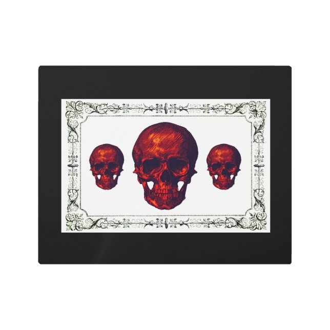 Impresión En Metal Cráneo rojo oscuro victoriano (Anverso)