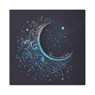Impresión En Metal Crea tu propia luna azul y dorada filigrana