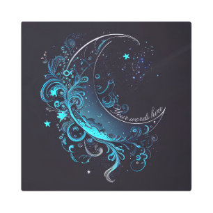 Impresión En Metal Crea tu propia luna mágica de plata y azul