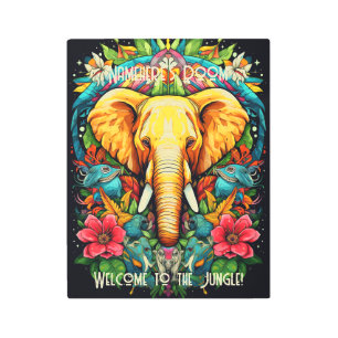 Impresión En Metal Crea tu propio animal elefante floral