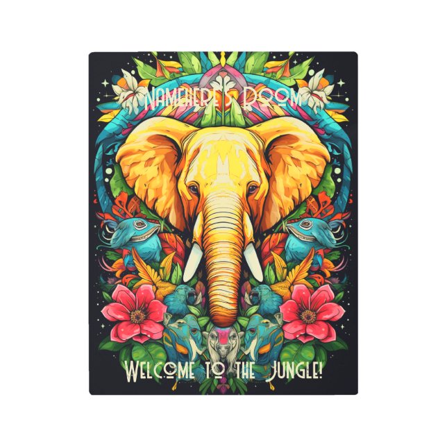 Impresión En Metal Crea tu propio animal elefante floral (Anverso)