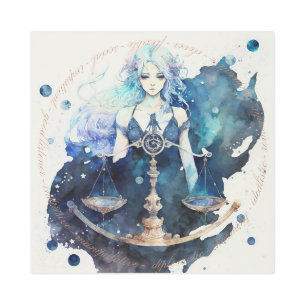 Impresión En Metal Crea tu propio azul y Verde azulado libra zodiac