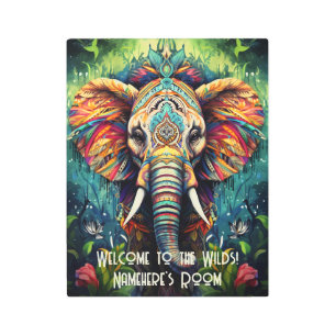 Impresión En Metal Crea tu propio tótem de elefante floral