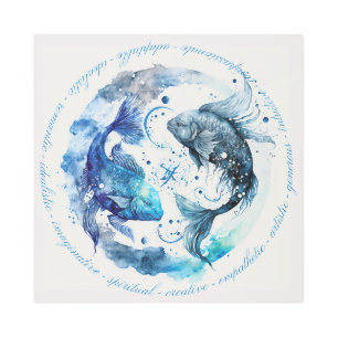 Impresión En Metal Crea tu propio Zodiac azul y Verde azulado