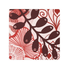 Impresión En Metal Crimson Currents – Modern Abstract Botanical Art