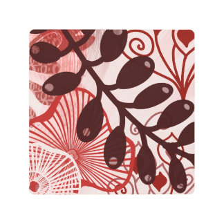 Impresión En Metal Crimson Currents – Modern Abstract Botanical Art