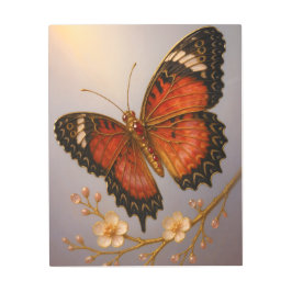 Impresión En Metal Crimson Lacewing Butterfly Gold Ruby Art Print