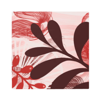 Impresión En Metal Crimson Reach – Modern Abstract Botanical Art
