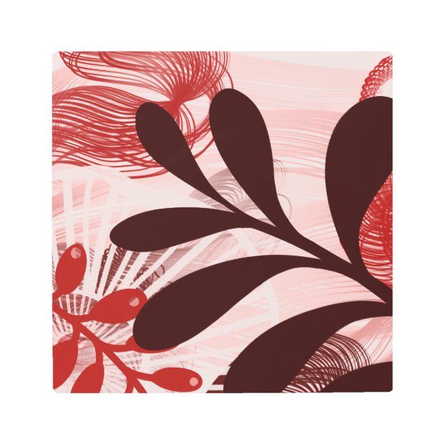 Impresión En Metal Crimson Reach – Modern Abstract Botanical Art  (Anverso)