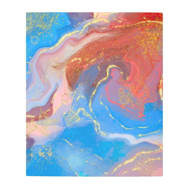 Impresión En Metal Crimson, Rubor, tinta de alcohol con marcas azules (Anverso)