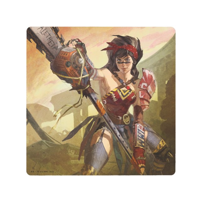 Impresión En Metal Crisis infinita: Ilustracion de mujer con energía  (Anverso)