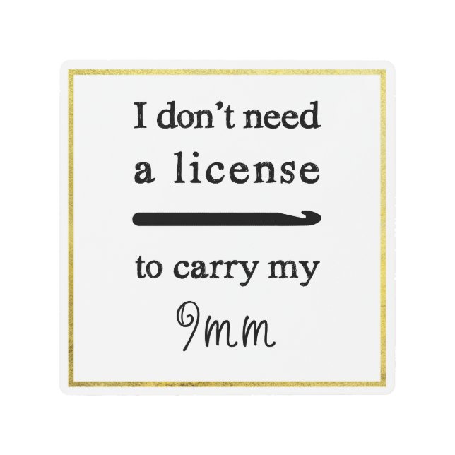 Impresión En Metal Crochet Hook License Faux Gold Border Craft (Anverso)