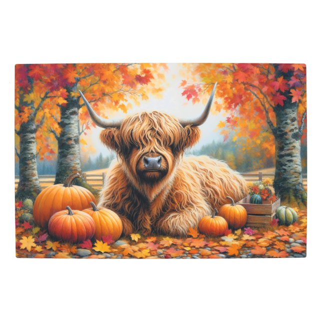 Impresión En Metal Croma de agua de las calabazas de la vaca Highland (Anverso)