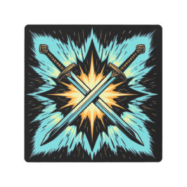 Impresión En Metal Crossed Fantasy Arrows with Glowing Energy – Dynam