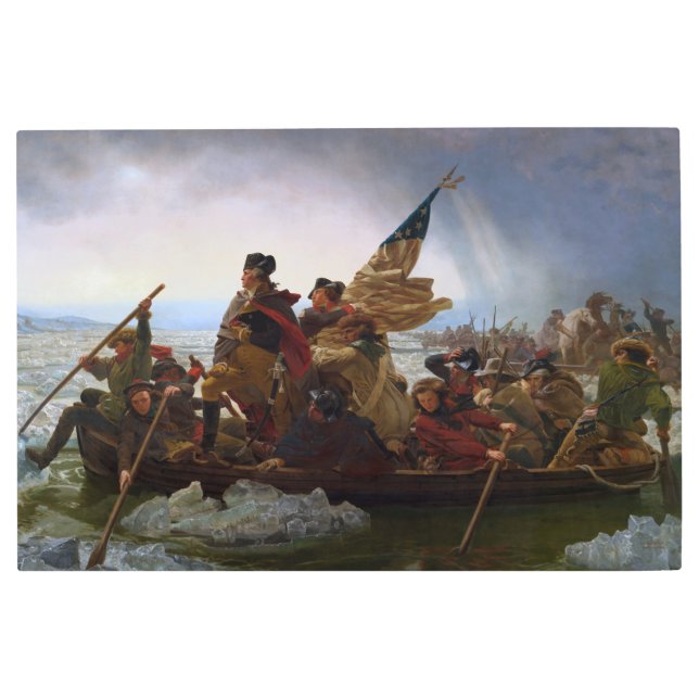 Impresión En Metal Crossing Delaware 1776: General George Washington (Anverso)